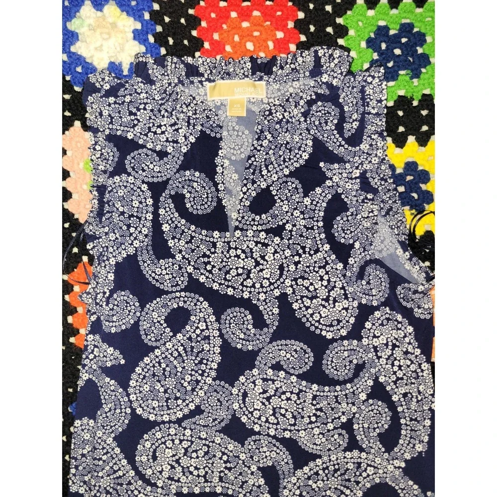 Michael Kors‎ Dress Blue Paisley Print Stretch Women's Extra Small 145